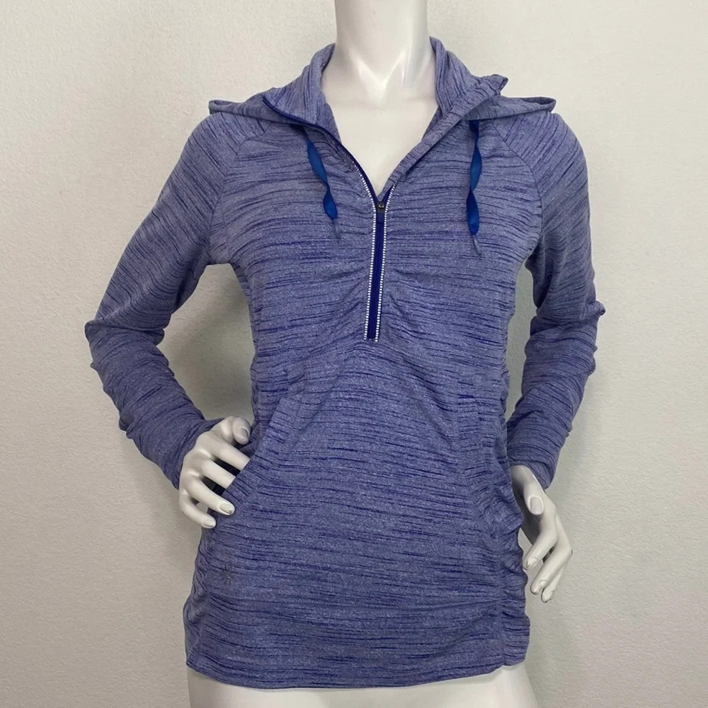 Athleta Athleisure Gorpcore Spacedye Heavenly Hail 1/4 Zip Activewear Hoodie S